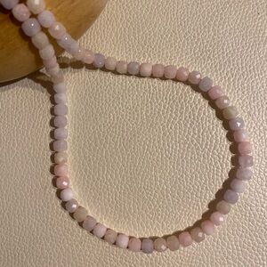 Natural 6mm Faceted Square Bead Morganite Gemstone Necklace